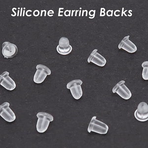 Silicone Earring Backs, BULK Clear Soft Rubber Earring Backs, Wholesale Earring Stoppers, Safety Earring Nuts image 1