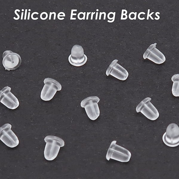 Silicone Earring Backs, BULK Clear Soft Rubber Earring Backs, Wholesale Earring Stoppers, Safety Earring Nuts