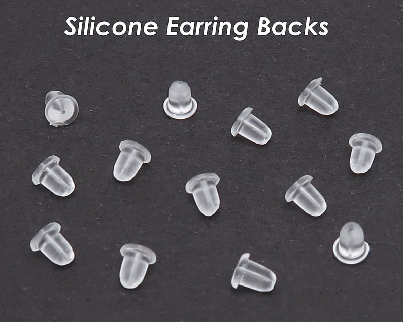 Silicone Earring Backs, BULK Clear Soft Rubber Earring Backs, Wholesale Earring Stoppers, Safety Earring Nuts image 1