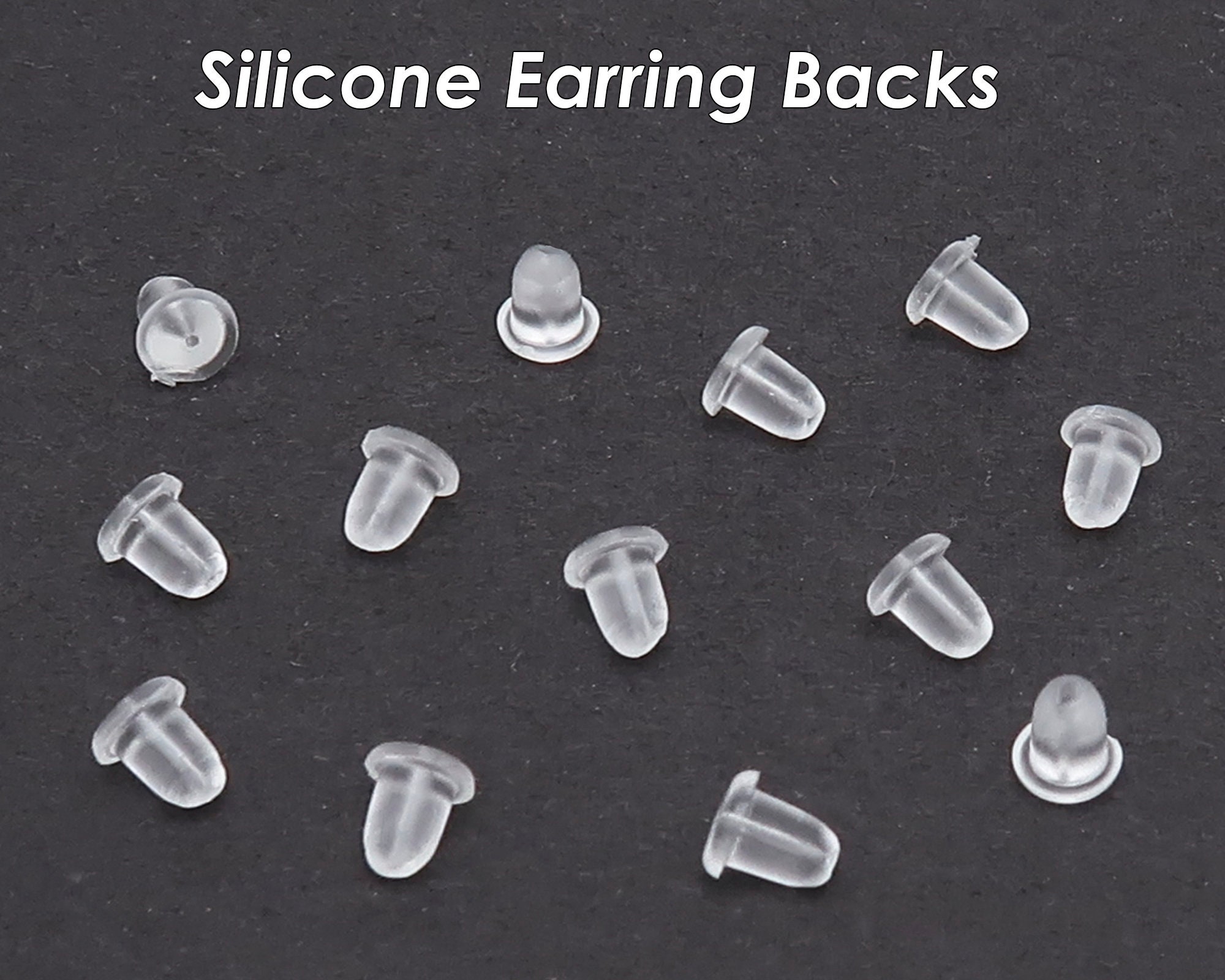 50 SOFT EASY ON PLASTIC EARNUTS RUBBER STOPPER SILICONE EARRING