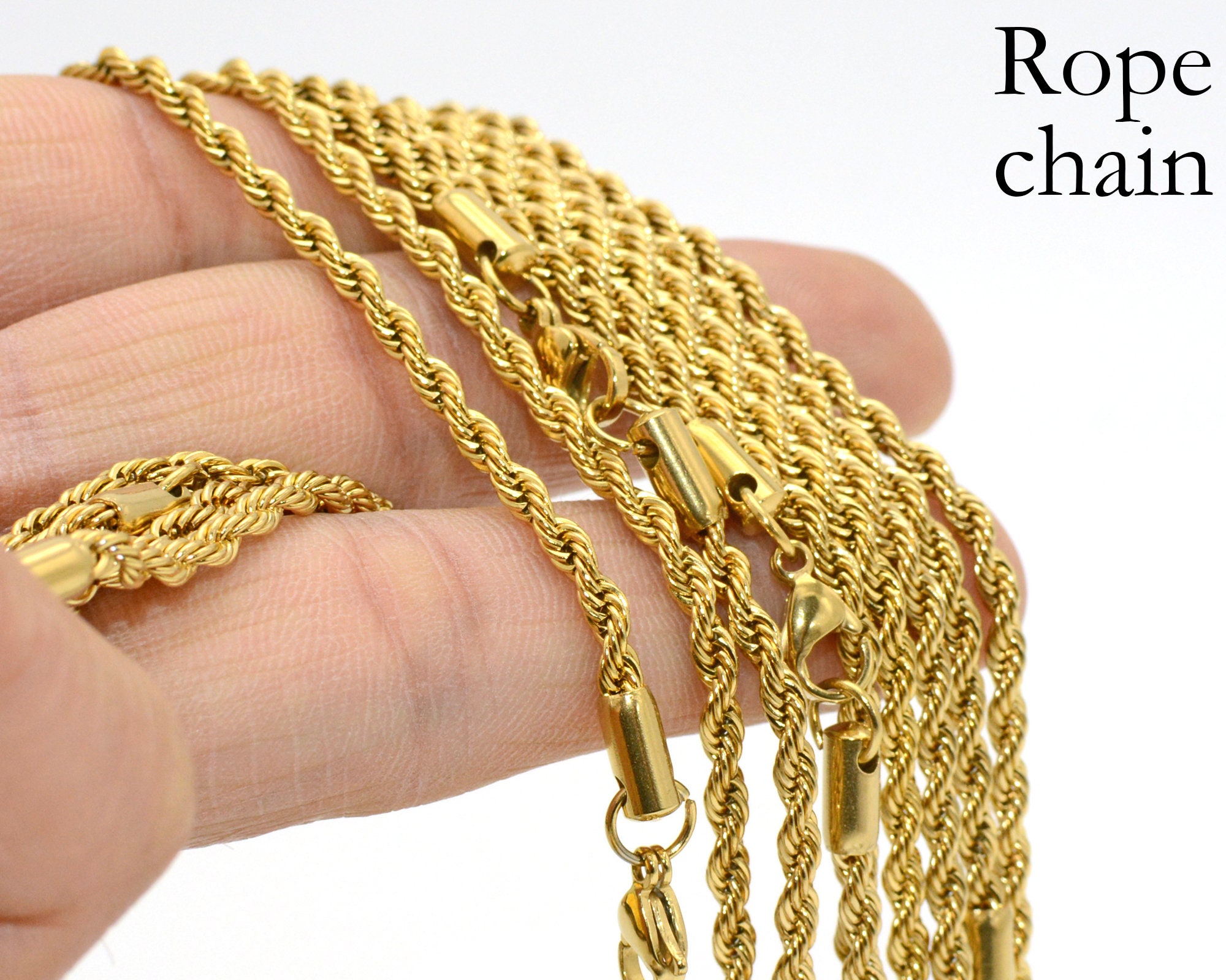 Tarnish Free Gold Necklace Stainless Steel Rope Chain Etsy