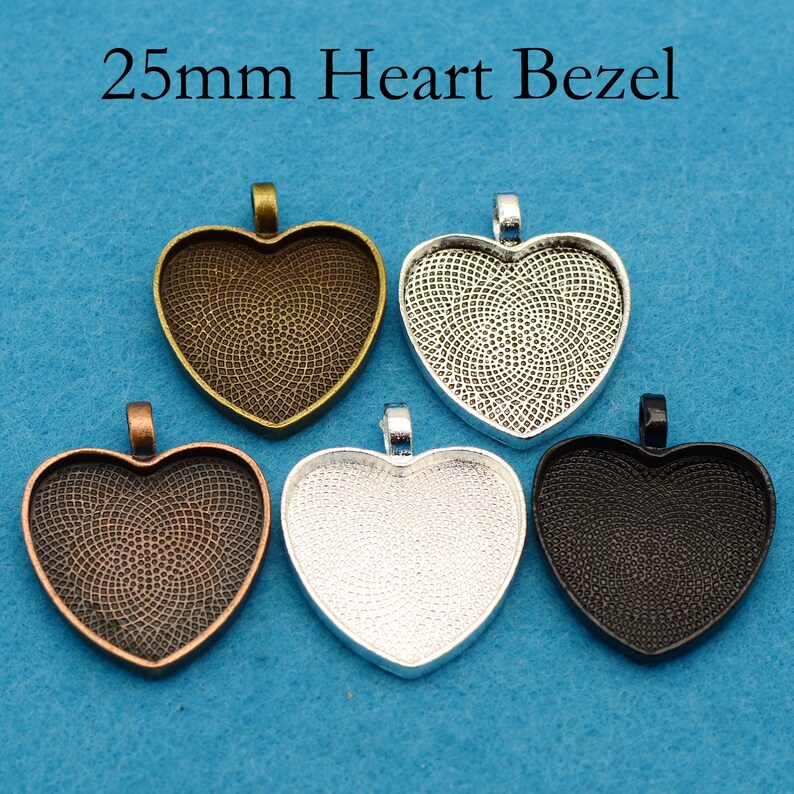 20 pcs 25mm Heart Bezel 25mm Heart Pendant Tray Heart | Etsy