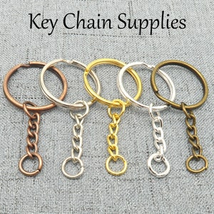 Bulk Wholesale Keychain Supplies, Split Keyring with Chain jump rings for Key Chain Making Bronze Gold Copper Silver Gold zdjęcie 8