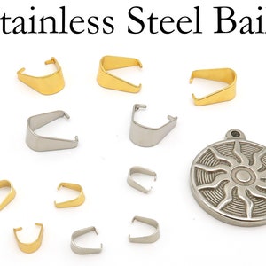 Stainless Steel Pinch Bail Gold Silver Snap Open Bail, Pendant Clips for Necklace, Tarnish Resistant Bail Clasp for Jewelry Making image 4