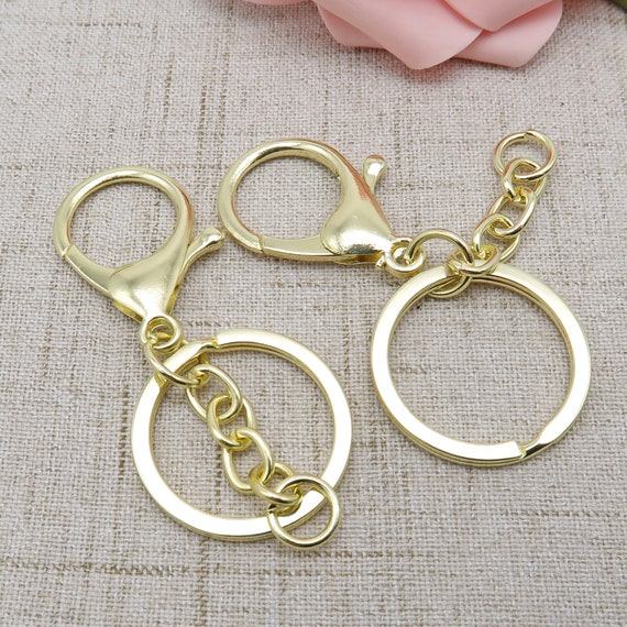 50 Sets Keychain Ring Set,Lobster Clasp Clip with D snap Hook and Open Jump  Rings,Flat Split Key Ring Gunblack A1076 