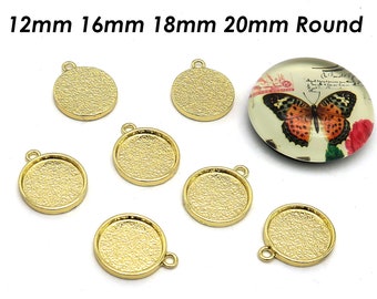 Round Bezel Setting 12mm 16mm 18mm 20mm Gold Silver Bronze Copper Round Pendant Tray Setting Blanks for Bracelet Earring Making