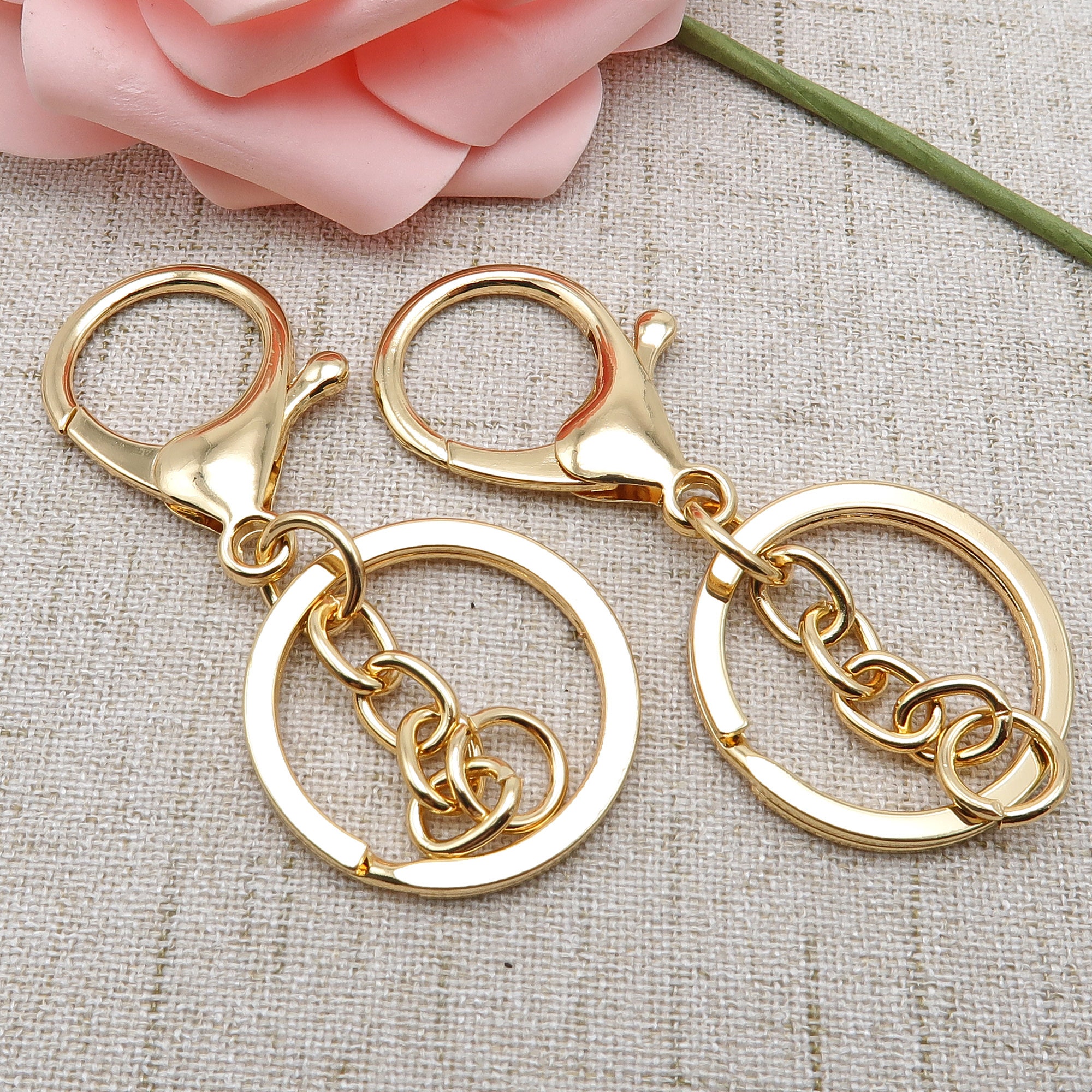 20pcs/lot Metal Key Rings Key Chains with Lobster Clasps Gold/Rhodium Color  Tone Keyrings Split Rings KeyChains Wholesale Z434