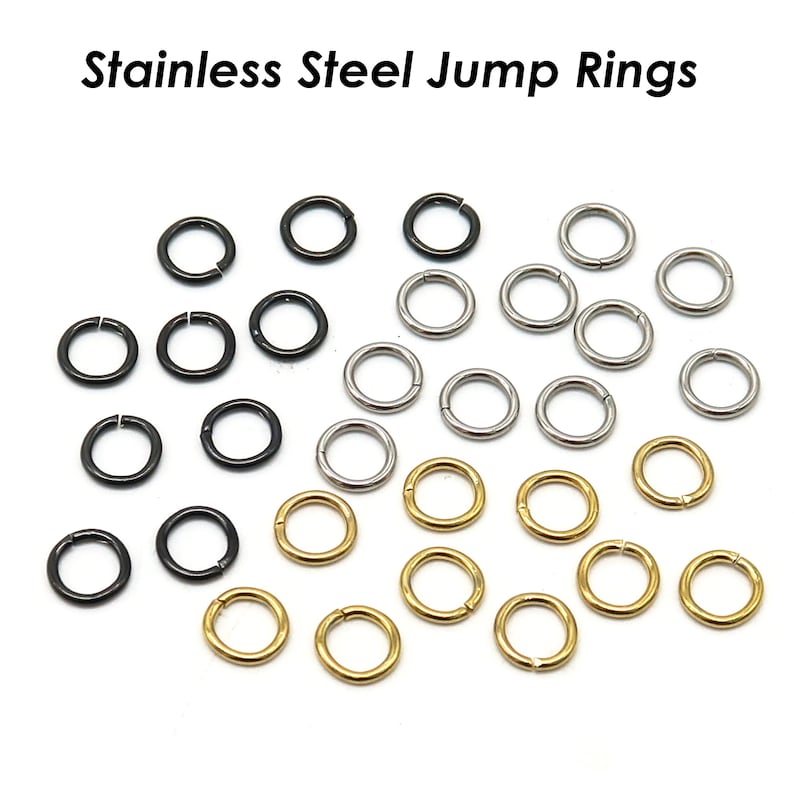 10/12/15mm Stainless Steel Lobster Clasp Gold Silver Black, 4/5/6/8mm Jump Rings, Tarnish Resistant Clasp and Rings, Jewelry Findings Supply zdjęcie 9