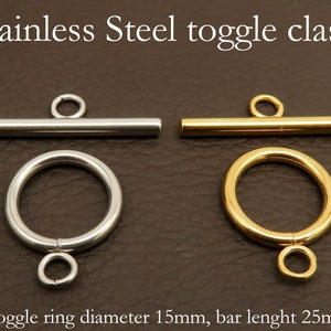 10/12 / 15mm Edelstahl Karabinerverschluss Gold Silber Schwarz, 4/5/6 / 8mm Biegeringe, anlaufbeständiger Verschluss und Ringe, Schmuckzubehör Versorgung 50 - Toggle Clasps