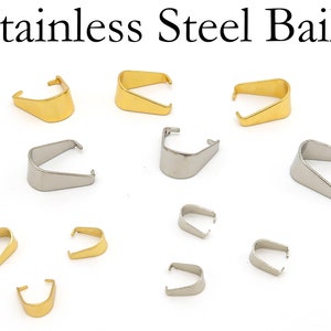 Stainless Steel Pinch Bail Gold Silver Snap Open Bail, Pendant Clips for Necklace, Tarnish Resistant Bail Clasp for Jewelry Making image 3