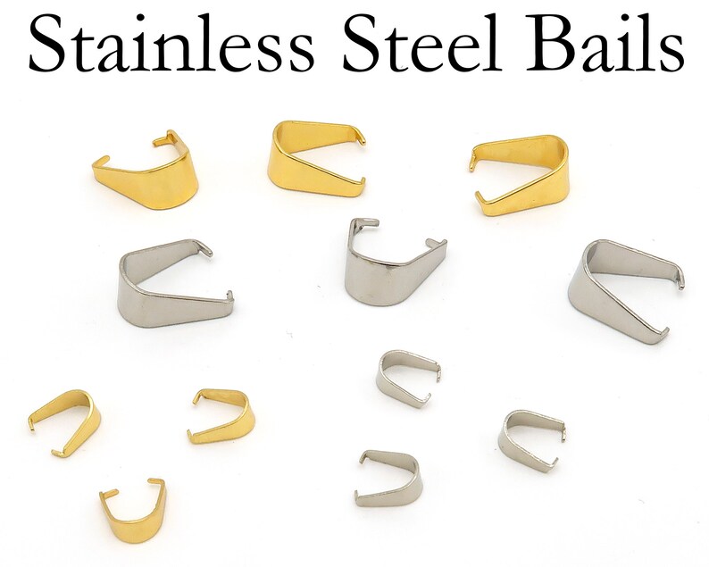 Stainless Steel Pinch Bail Gold Silver Snap Open Bail, Pendant Clips for Necklace, Tarnish Resistant Bail Clasp for Jewelry Making image 3