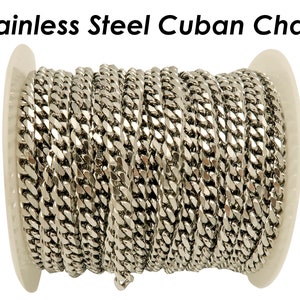 1 mètre Chaîne cubaine en vrac or argent, chaîne à maillons cubains en acier inoxydable pour hommes femmes, chaîne gourmette torsadée épaisse pour la fabrication de bracelets de colliers image 5