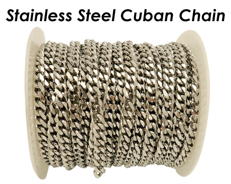1 mètre Chaîne cubaine en vrac or argent, chaîne à maillons cubains en acier inoxydable pour hommes femmes, chaîne gourmette torsadée épaisse pour la fabrication de bracelets de colliers image 5