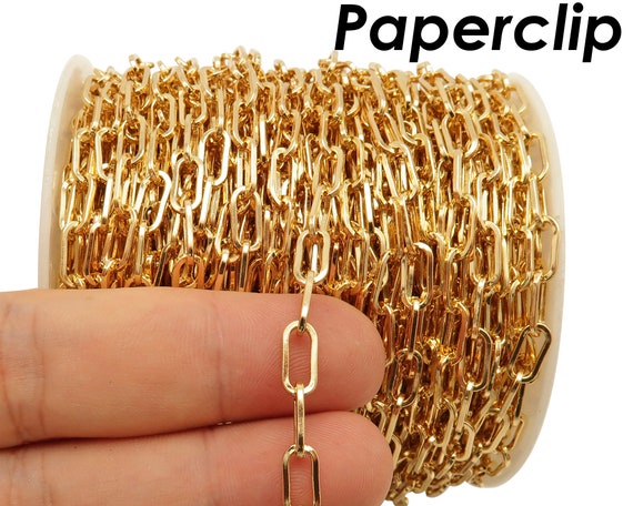 10 Feet X Paper Clip Chain Gold Bronze Copper Bulk Paperclip Link