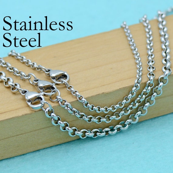 10/50 X Stainless Steel Necklace Chain, Rolo Chain Necklace Choker,  Stainless Steel Rolo Chain, Stainless Steel Chain Necklace for Women Men 