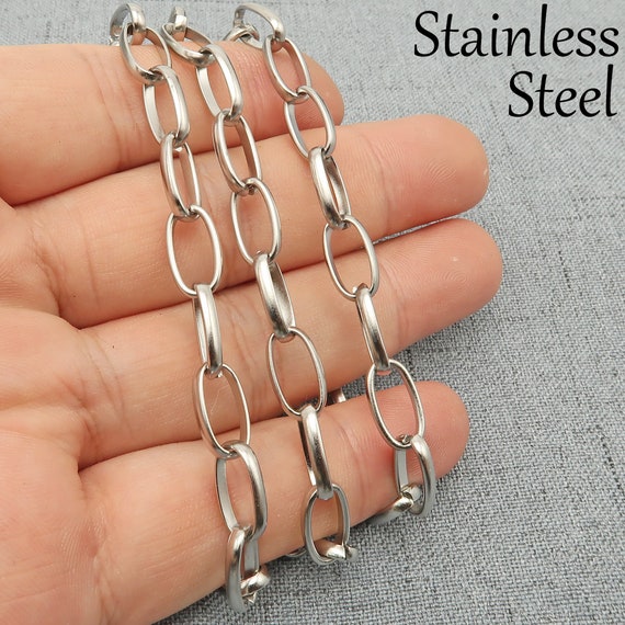 Multi Sizes Cable Rolo Link Stainless Steel Chain Necklace Men Boys Choker  Gift