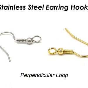 50 X Stainless Steel Earring Hooks Gold Silver, Surgical Steel Earring  Findings, Hypoallergenic Earring Wires Perpendicular Loop -  Norway