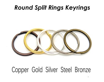 25mm Circle Key Ring, Round Key Rings, Wholesale Key Chain Supplies Keyring, Split Ring keyring - Silver Bronze Copper Steel Gold