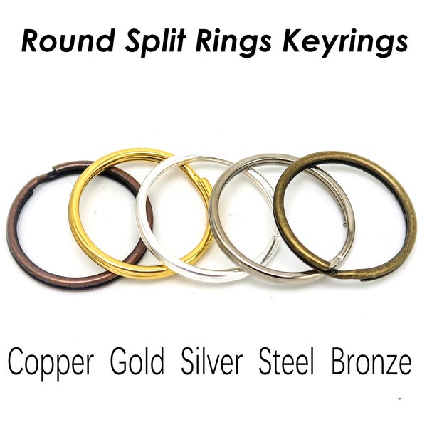 25mm Circle Key Ring, Round Key Rings, Wholesale Key Chain Supplies Keyring, Split Ring keyring - Silver Bronze Copper Steel Gold