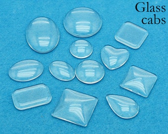 Klare Glas Cabochons 10 12 14 16 18 20 22 23 25 30 35 38mm Rund Quadrat Oval Herz Tropfen Glashülle zur Schmuckherstellung