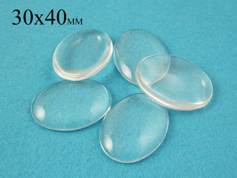 Cabochons ovales en verre de 30x40mm, housses de cabochon ovales de 30x40mm, dômes en verre clair, grands ovales en verre, ovales en verre clair grossissant image 2