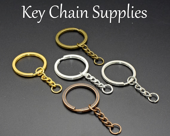 AlwaysBestQuality 10/50 x Bulk Keychain Supplies, Keychain Keyring with Chain Jump Rings, Key Chain Making, Split Key Ring - Bronze/Gold/Copper/Silver/Gold