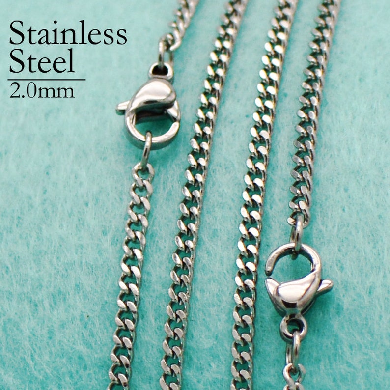 20 pcs Stainless Necklace Chain Stainless Steel Chain Necklace 2mm Stainless Steel Curb Chain Stainless Chain Necklace