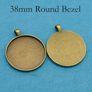 38mm Round Pendant Tray, 1.5 Inch Pendant Blanks, Round Bezel Cup, 1.5'' Cabochon Setting Silver Gold Brozne Copper Black Rose Gold Antique Bronze