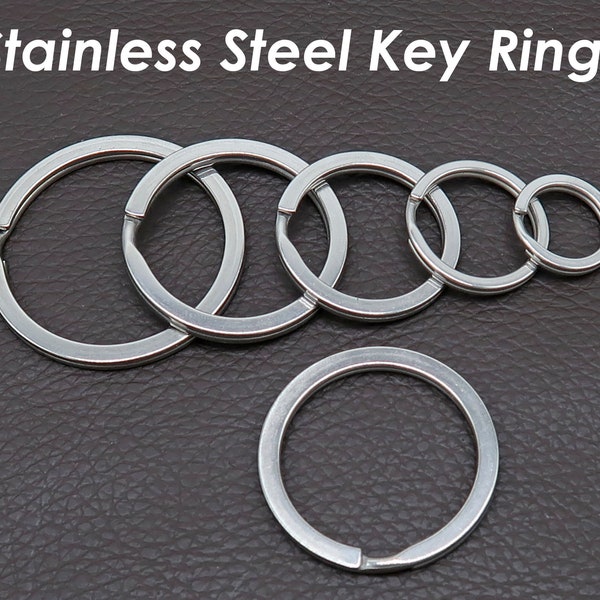 Stainless Steel Key Ring 15/20/25/30/35mm, Tarnish Free Round Keyring Wholesale, Silver Tone Flat Split Rings for Key Chain Making