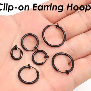 Clip on Earrings for Women, Stainless Steel Earring Hoops Hypoallergenic, No Piercing Earrings for Men, Hoop Earrings Gold Silver image 4