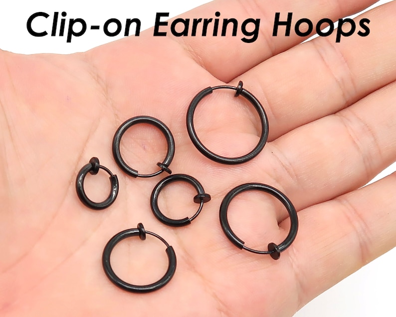 Clip on Earrings for Women, Stainless Steel Earring Hoops Hypoallergenic, No Piercing Earrings for Men, Hoop Earrings Gold Silver image 4