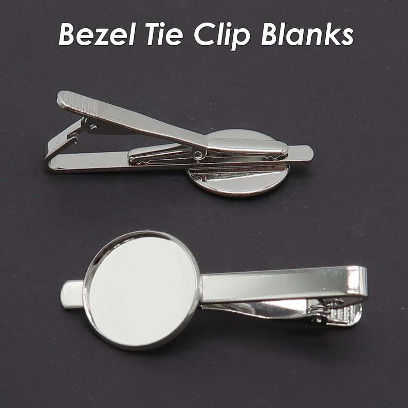 20mm Bezel Tie Clip Blank, Round Tie Clip Bezel for Custom Jewelry Making, Tie Clip Bars Tack Clasps for Men zdjęcie 3