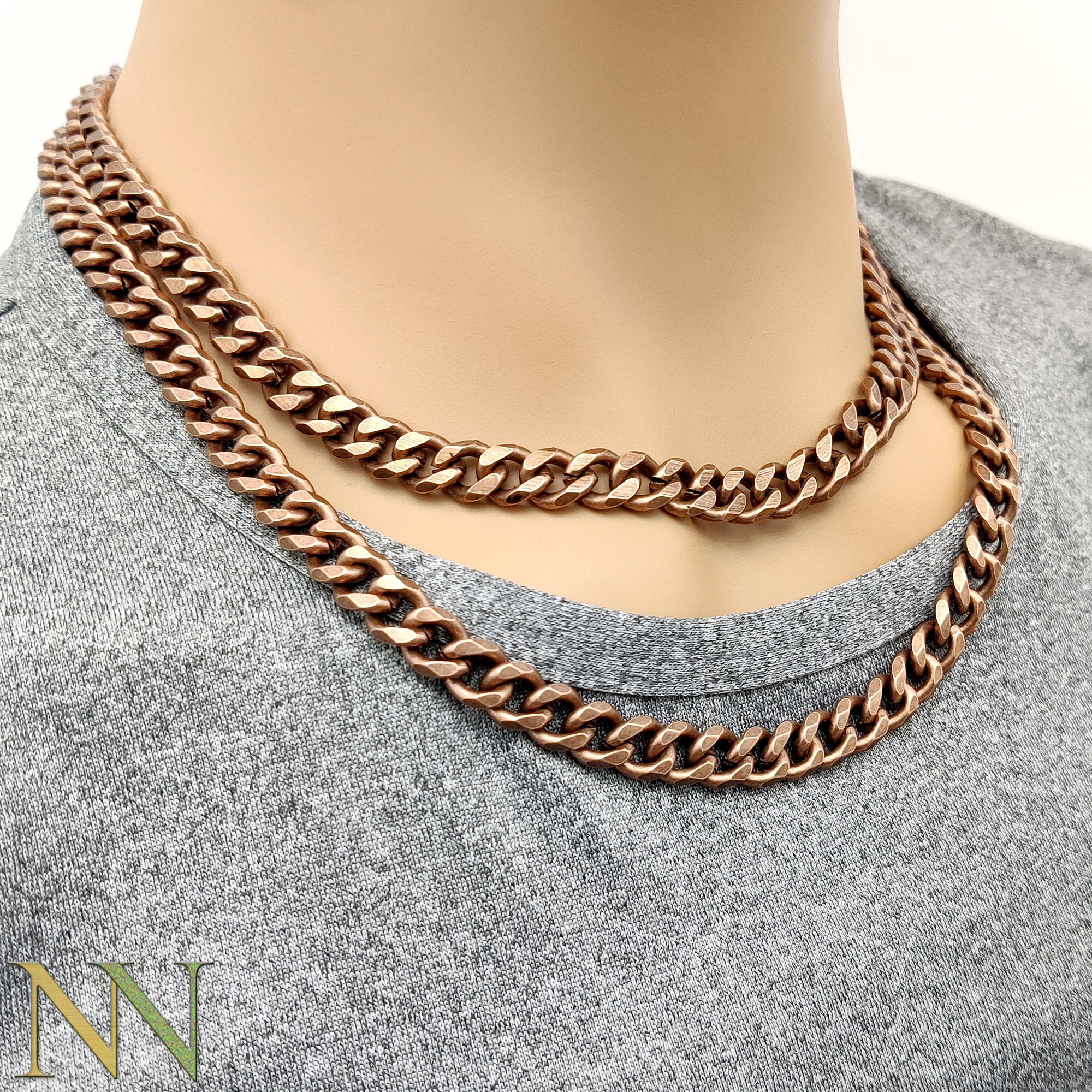 Antique Copper Necklaces for Men Women Big Cuban Link - Etsy