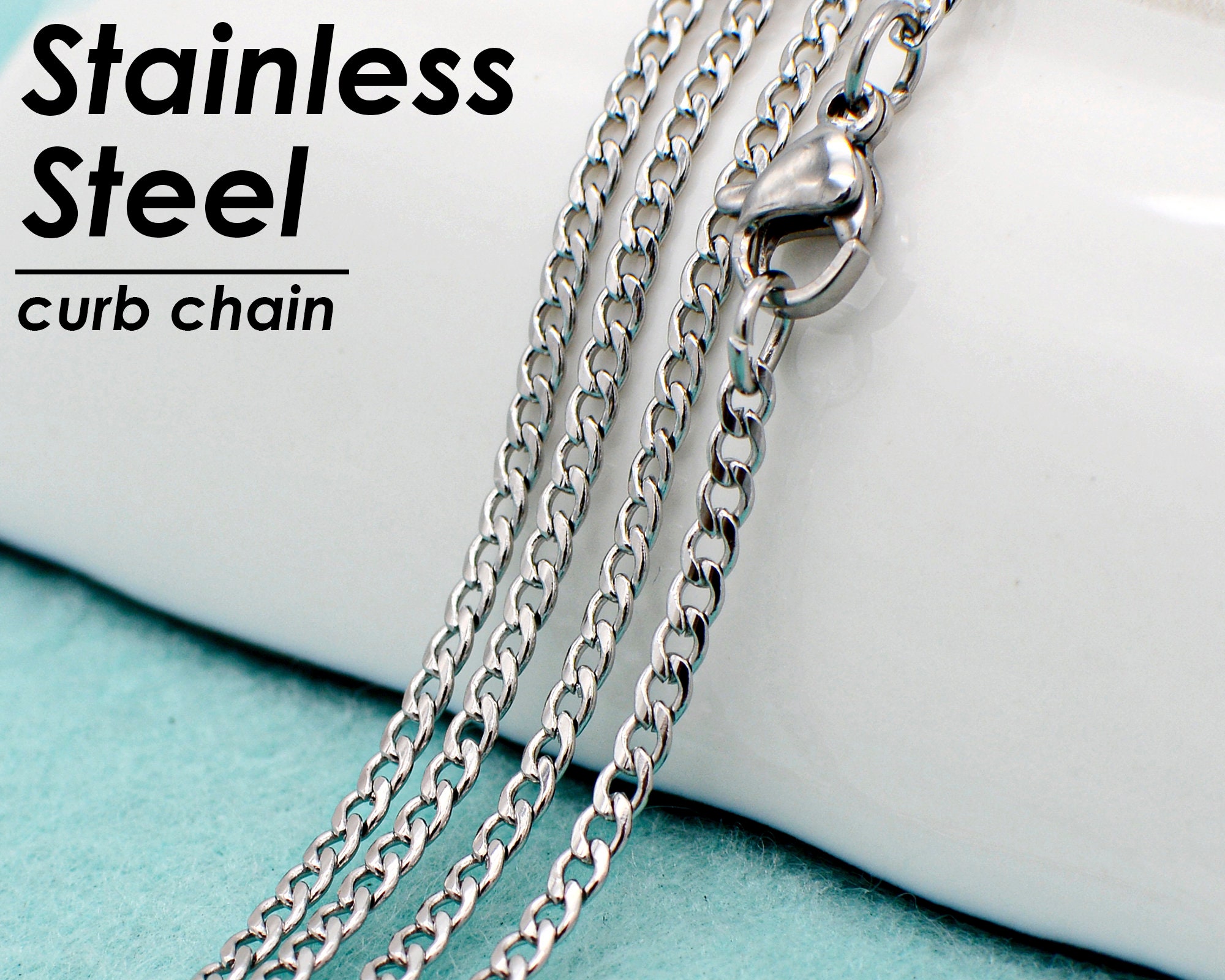 10 Feet Stainless Steel Cuban Chain Bulk Wholesale Curb Link Chain for Men  or Women Jewelry Making
