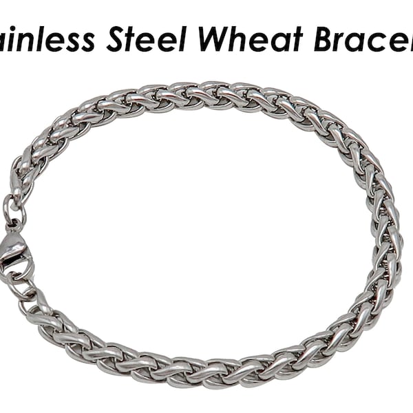Bracelet chaîne de blé 3mm 5mm pour hommes ou femmes, Bracelet de blé en acier inoxydable or bijoux en argent cadeau pour lui ou elle