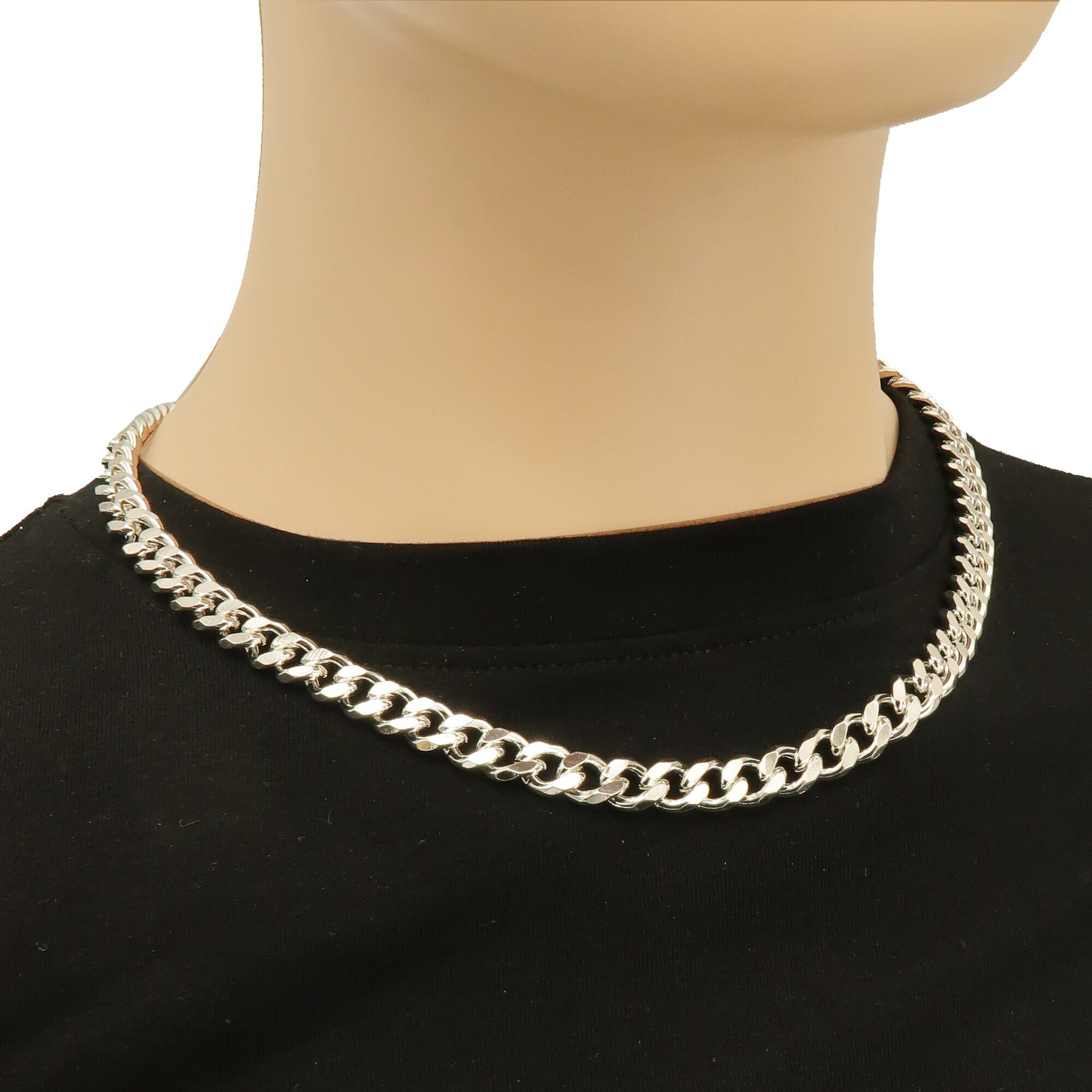 8mm Cuban Link Necklace Choker Silver 