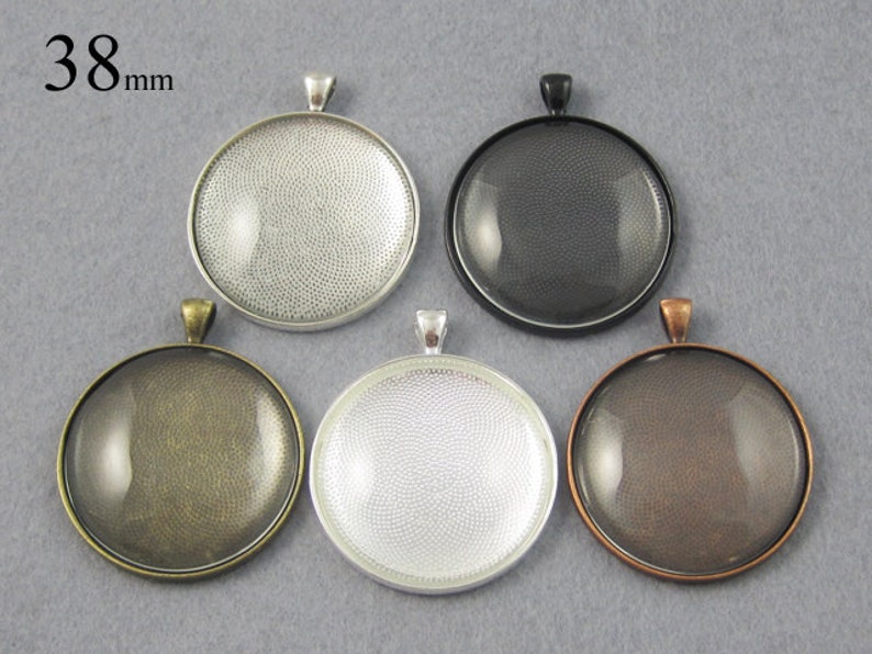 32 Inch Pendant Blank 38mm Cabochon Setting 1.5 Inch Cameo Setting Round 1.5/'/' Pendant Setting 38mm Round Pendant Tray 20 pcs