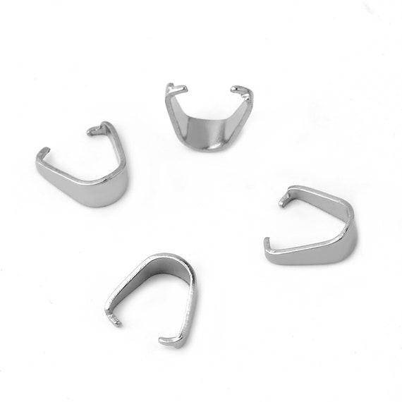 100pcs Stainless Steel Pendant Pinch Bail Clasps Necklace Hooks Clips  Connector for Jewelry Making Findings Accessorys DIY - (Size: 5x10 Mm)