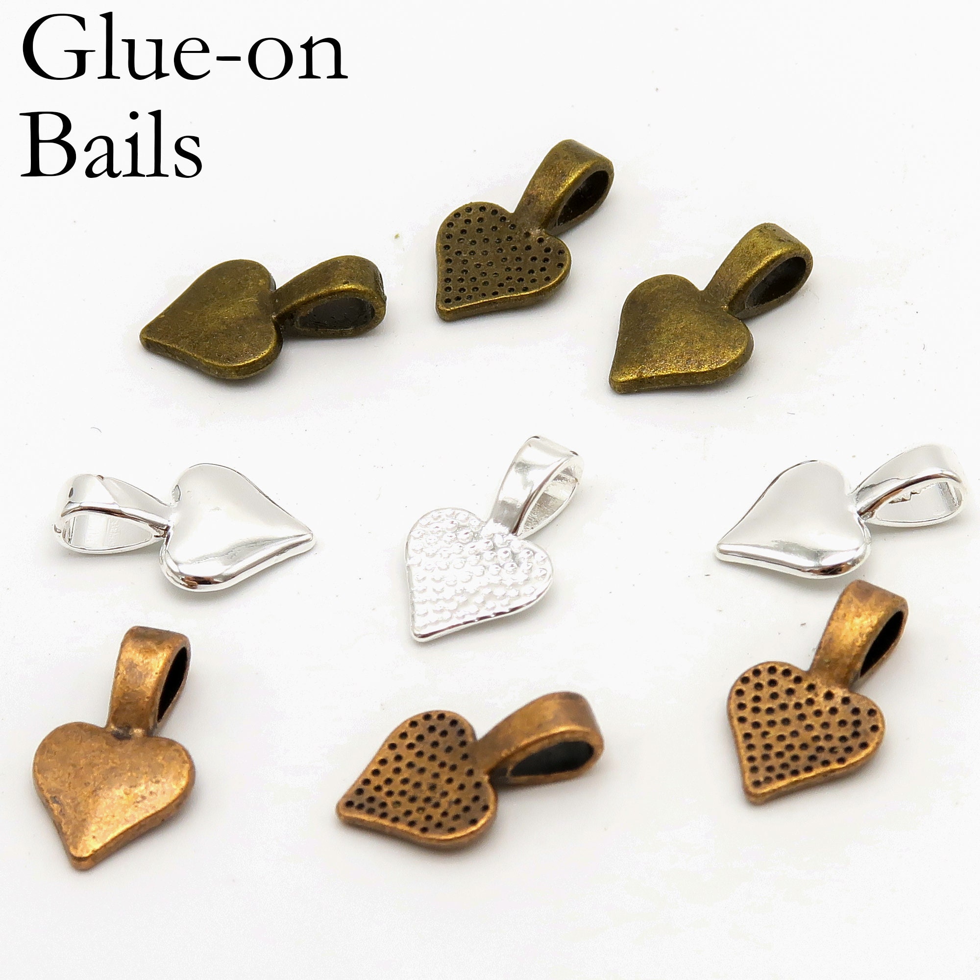50 x Glue on Bails for Pendants Fused Glass Bails Heart Etsy