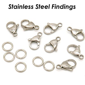 10/12/15mm Stainless Steel Lobster Clasp Gold Silver Black, 4/5/6/8mm Jump Rings, Tarnish Resistant Clasp and Rings, Jewelry Findings Supply zdjęcie 2