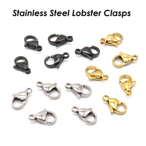 10/12/15mm Stainless Steel Lobster Clasp Gold Silver Black, 4/5/6/8mm Jump Rings, Tarnish Resistant Clasp and Rings, Jewelry Findings Supply zdjęcie 10