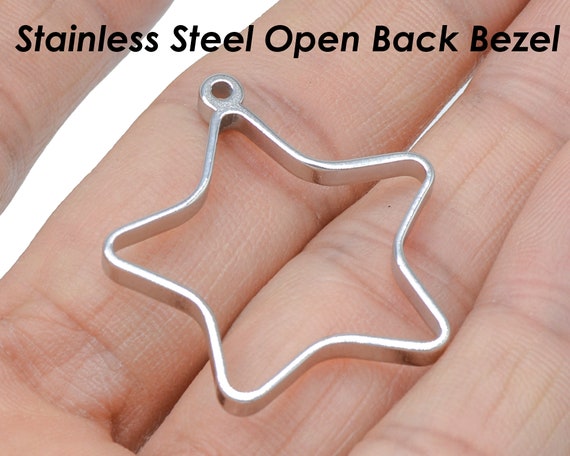 Stainless Steel Open Bezels Resin Jewelry