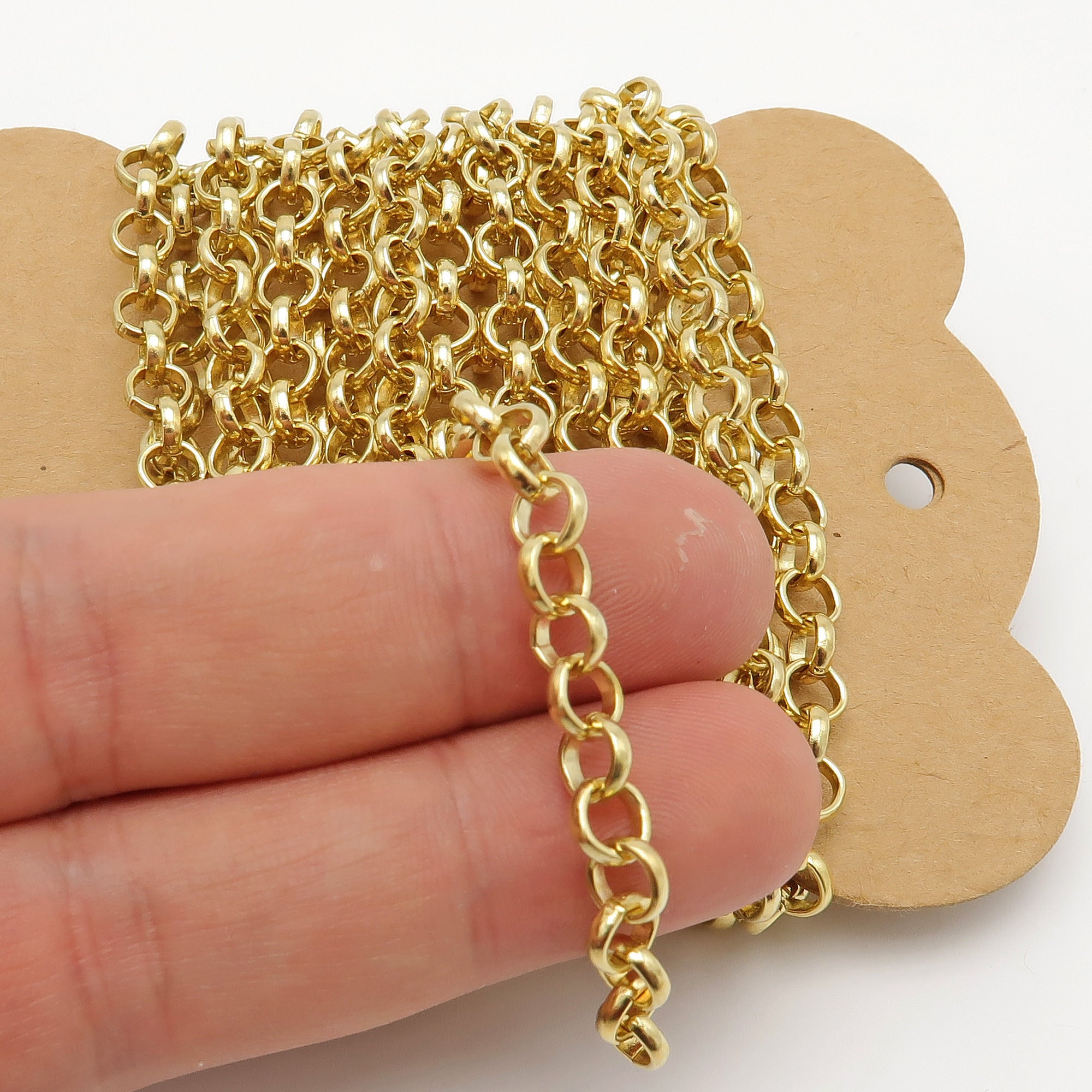 10 Feet 16K Gold Chain Bulk by the Foot 6mm Rolo Chain Gold Etsy