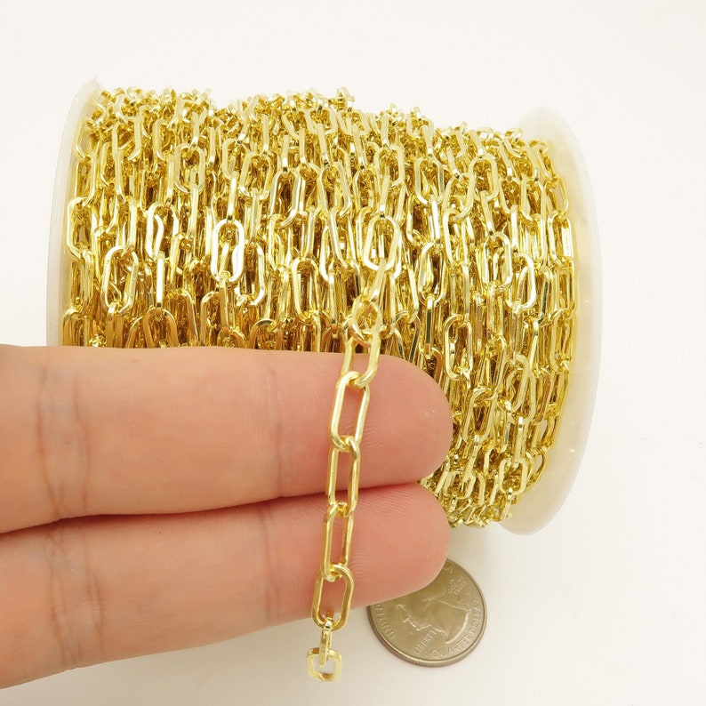 10 Ft 14K Gold Paper Clip Chain Bulk by the Yard Rectangle Etsy