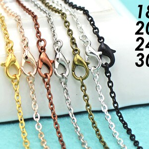 10 x Cable Link Chain Necklace for Women, Wholesale Oval Rolo Necklace Silver Gold Bronze Copper Gunmetal Black for Jewelry Making