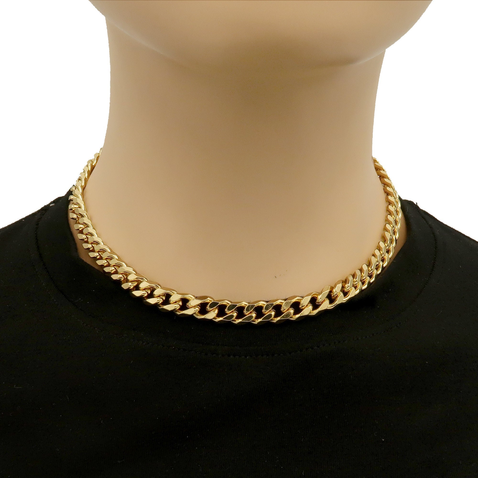 8mm Cuban Link Necklace Choker Gold 8mm 