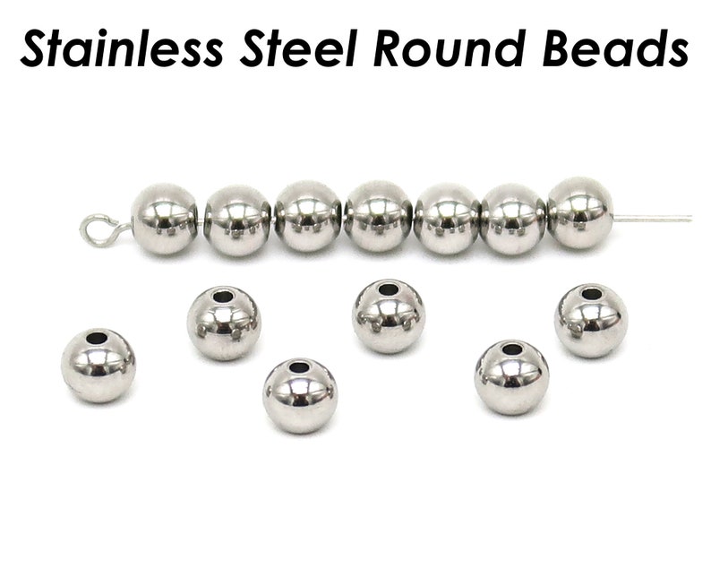 100 x perles en acier inoxydable or argent, perles d'espacement en acier inoxydable en gros sans ternissement, perles rondes lisses sans couture pour la fabrication de bijoux image 4