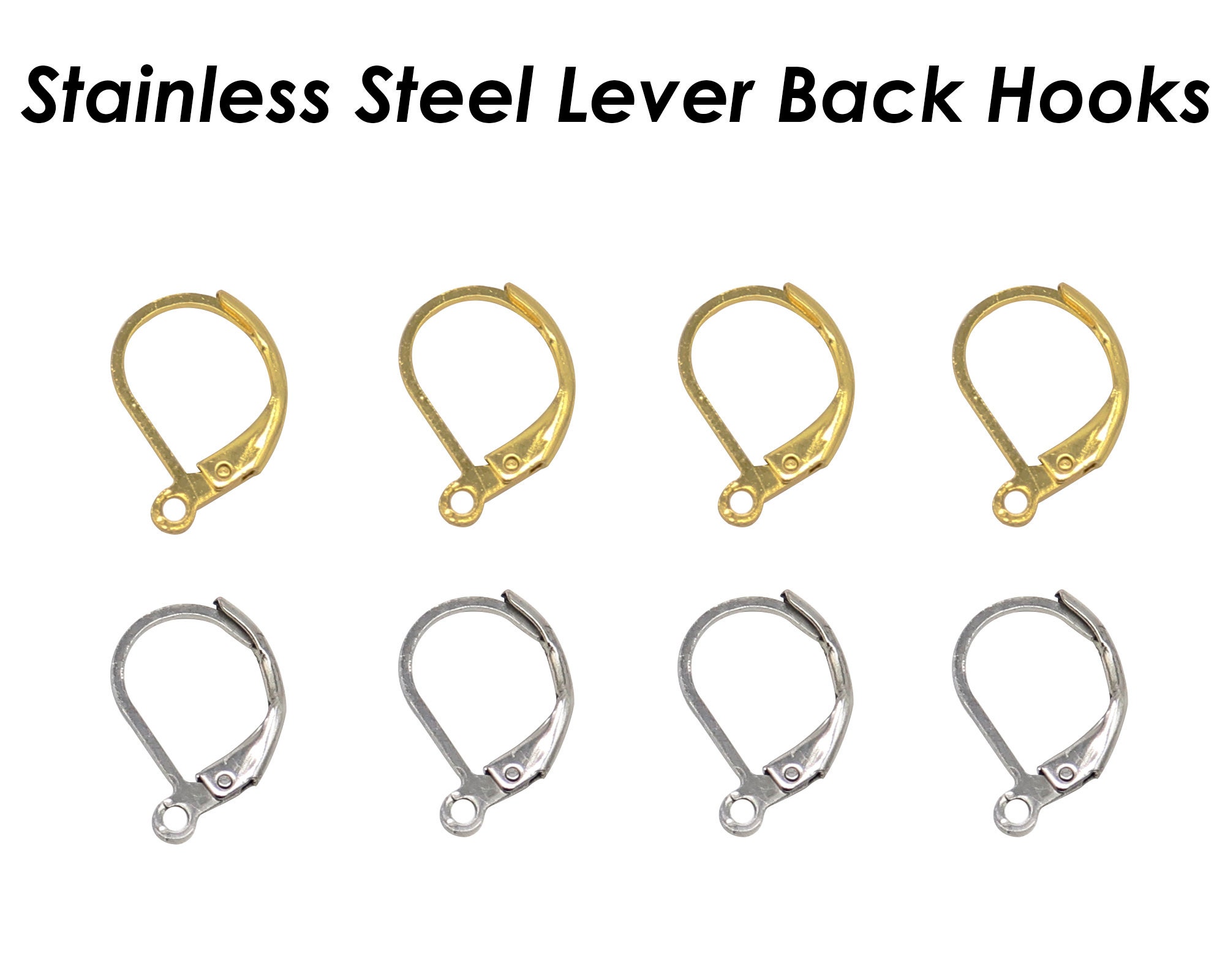 Surgical steel leverback hooks, Hypoallergenic earring making findings