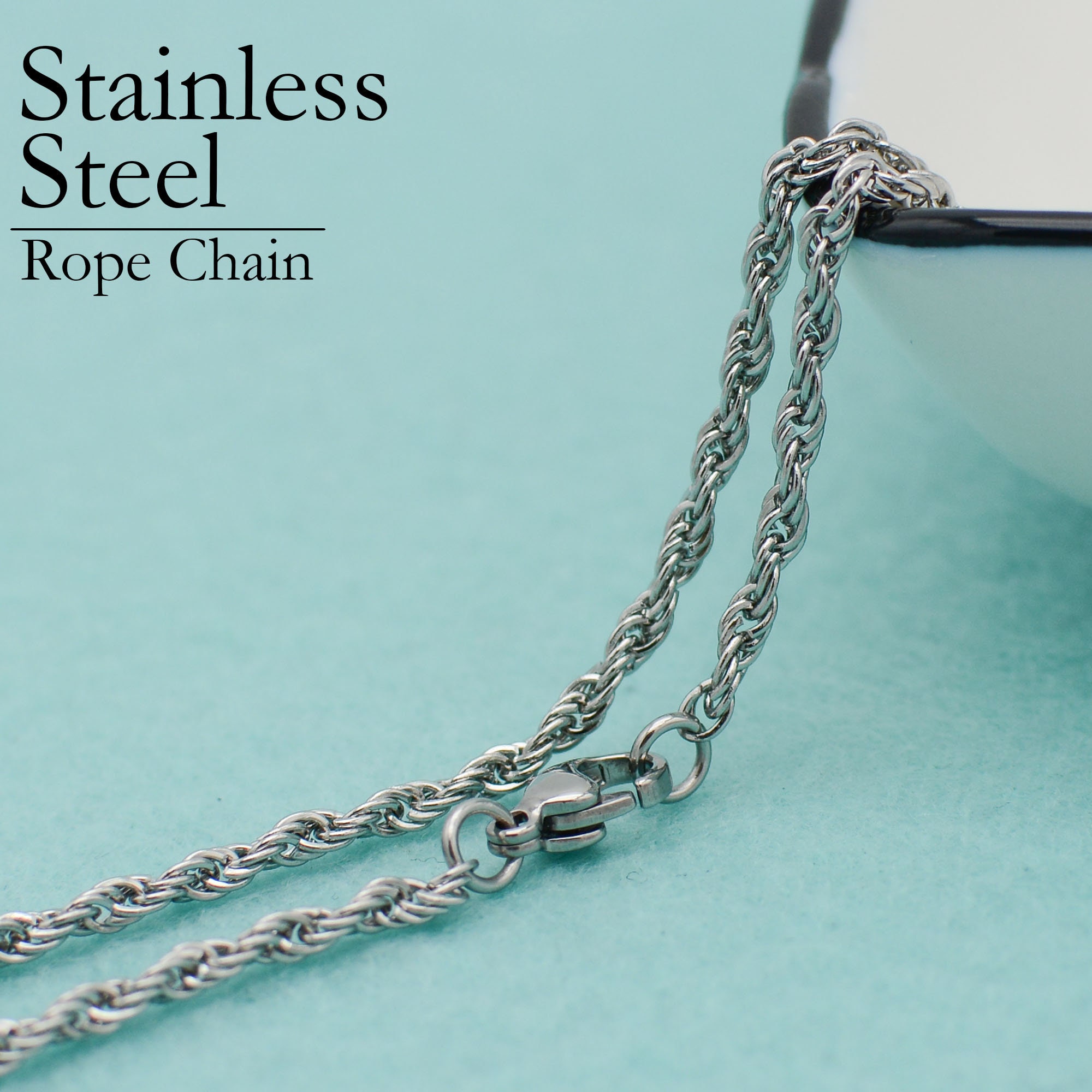 6mm Twisted Rope Stainless Steel Necklace Chain for Men or Women 