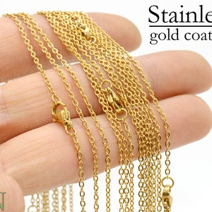 100 x Stainless Steel Necklace Gold Silver for Women Men, Wholesale Tarnish Reseistant 1.5mm 2mm Cable Link Chain for Jewlery Making